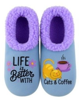 Life Is Better With Cats And Coffee Slumbies Slippers – Cozy Non-Slip Slippers NZ