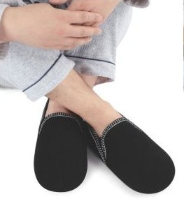 Black Alpine cord non-slip mens slipper slumbies nz