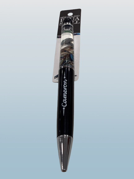 Cameron Paua Shell Pen | NZ Souvenir Gift | Italic style font