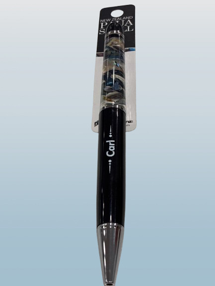 Carl Paua Shell Pen | NZ Souvenir Gift | Bold Style font