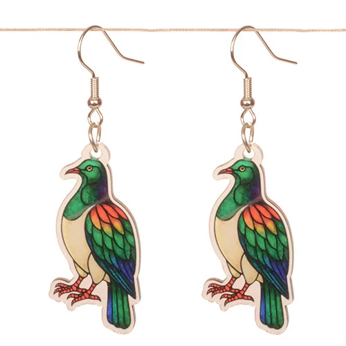 NZ souvenir native bird earrings - Kereru (NZ wood pigeon)