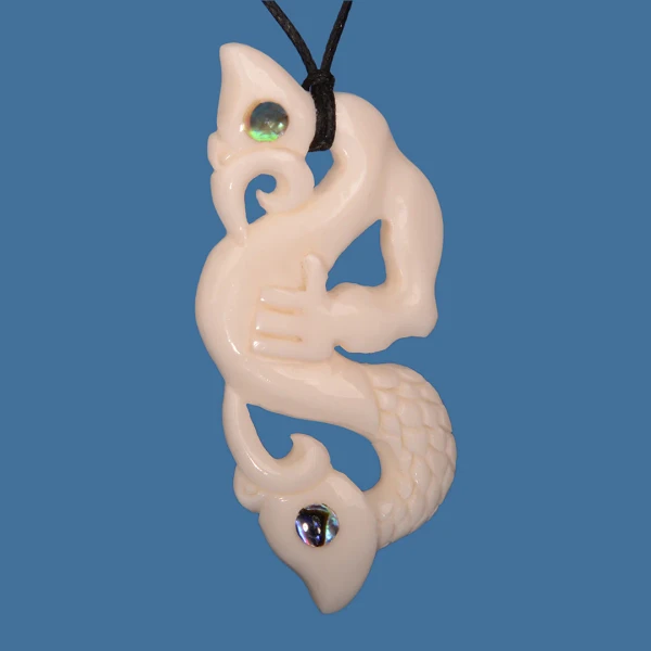 Bone double mania necklace with NZ paua shell detail