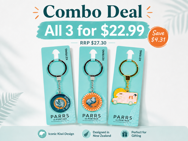 Set of 3 New Zealand souvenir keyrings in Kiwiana combo deal