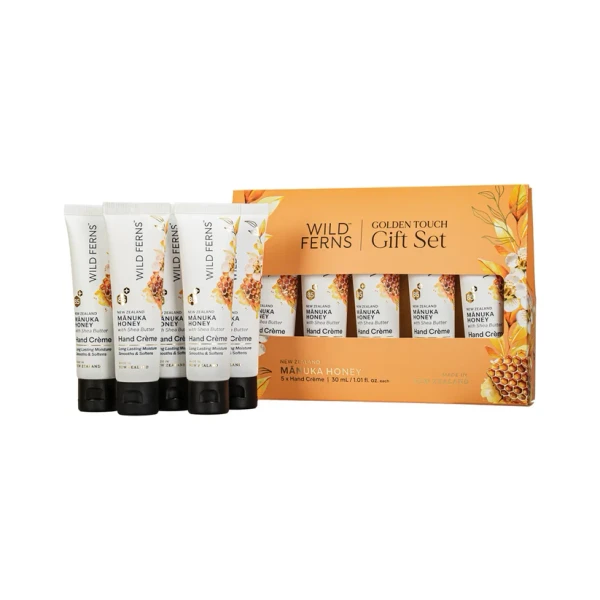 Wild Ferns New Zealand Manuka honey hand crème gift set with five 30ml tubes