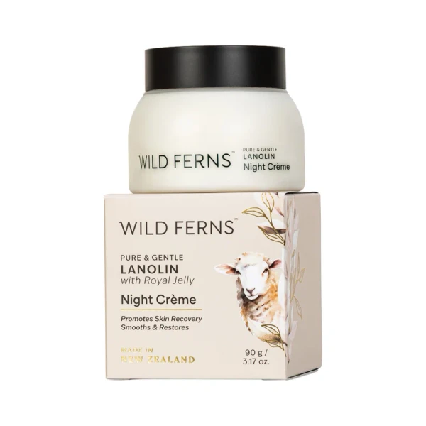 Wild Ferns Pure and Gentle Lanolin Night Crème with Royal Jelly 90g pot and gift box