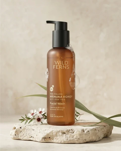Wild Ferns Manuka Honey Facial Wash with Aloe Vera for daily cleansing