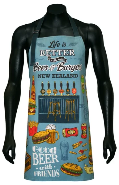 NZ Souvenir Apron - Life is Better with More Beer & Burgers