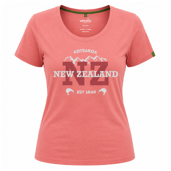 Coral Women's NZ T-Shirt | Embroidered NZ Logo