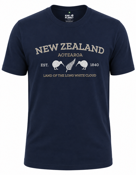 Navy Blue Adult's NZ T-Shirt | Land of the Long White Cloud