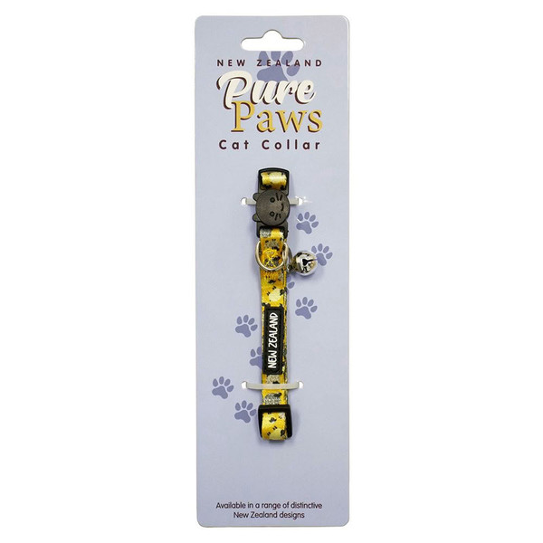 Yellow Adjustable Cat Collar - NZ Sheep Design