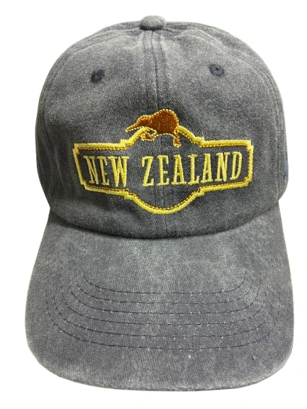 Dark Blue Washed NZ Cap | NZ Kiwi and Road Sign
