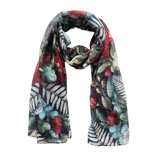 NZ Pohutukawa and Native Leaves Scarf