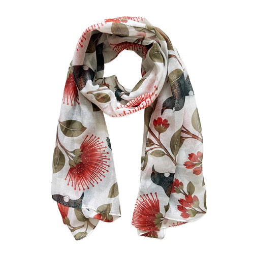 NZ Pohutukawa and Tui Scarf