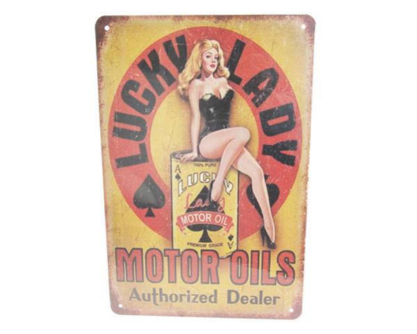 Retro Vintage style Tin Plaque - Lucky lady Oil