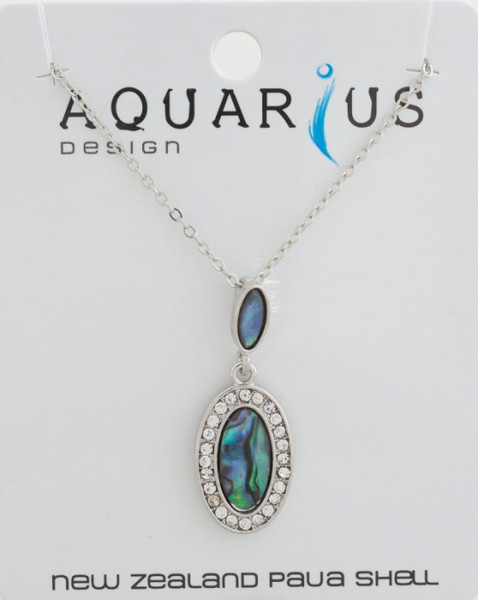 Paua Crystal Oval Drop Pendant Necklace