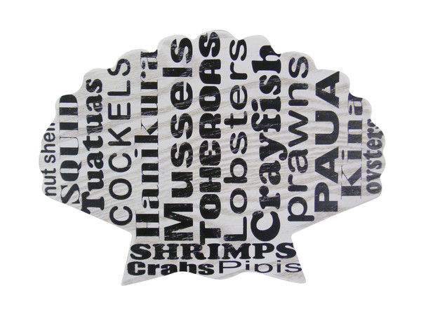 nz shells plaque typograph