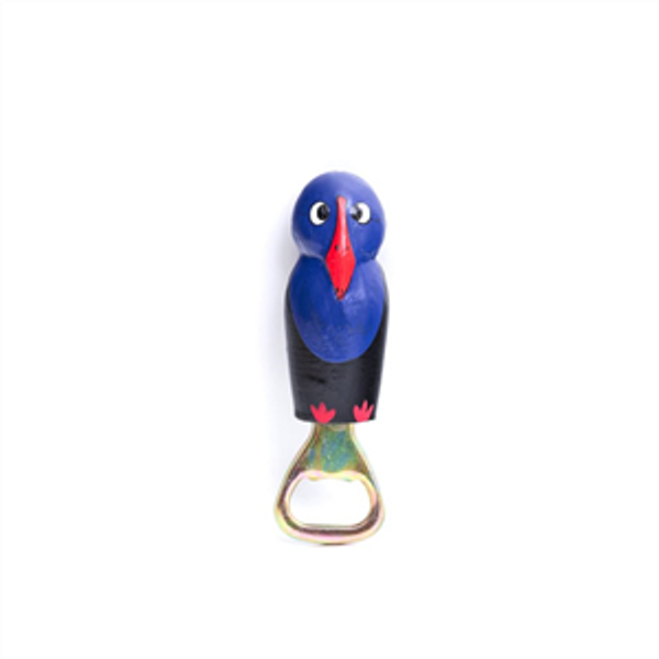 hanging wooden pukeko bottle opener