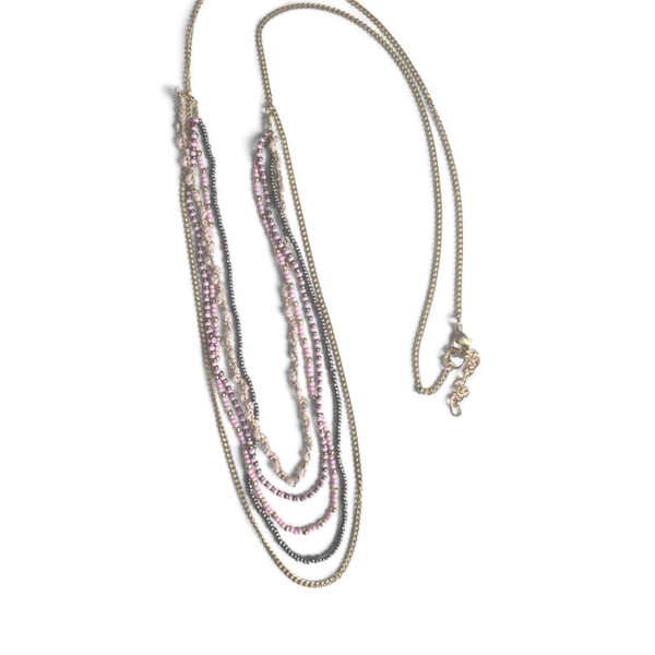 Long layered small bead necklace (comes in 3 colours)