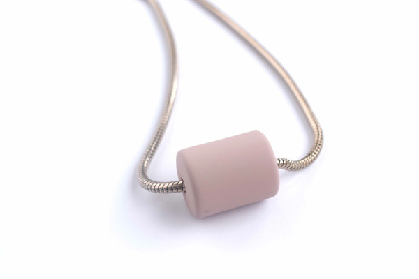 Single Cylindrical bead on snake chain with magnetic clasp pendant necklace(comes in 3 colours)