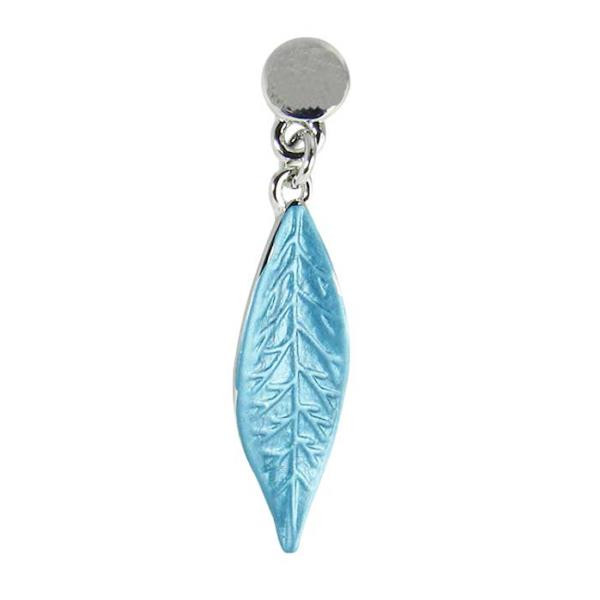 Hanging Leaf from silver stud earrings - blue