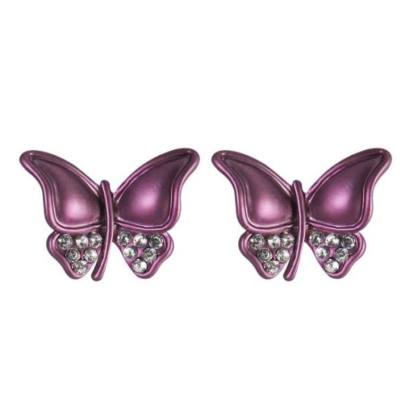 Purple butterfly earrings with diamante detail