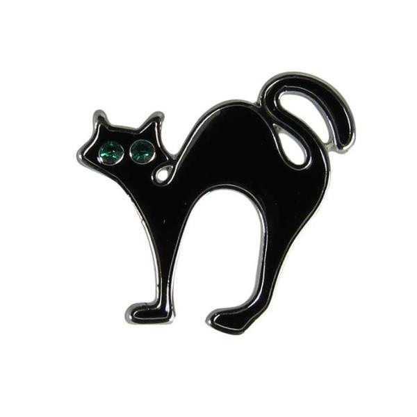 Black cat with green eyes earrings
