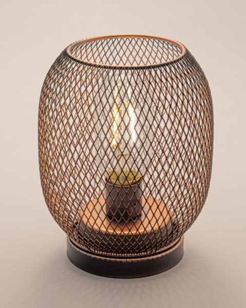 Wire mesh 18cm tall lamp LED battery operated