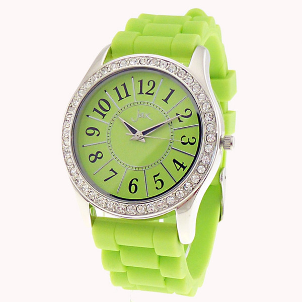 silver and diamante lime watch