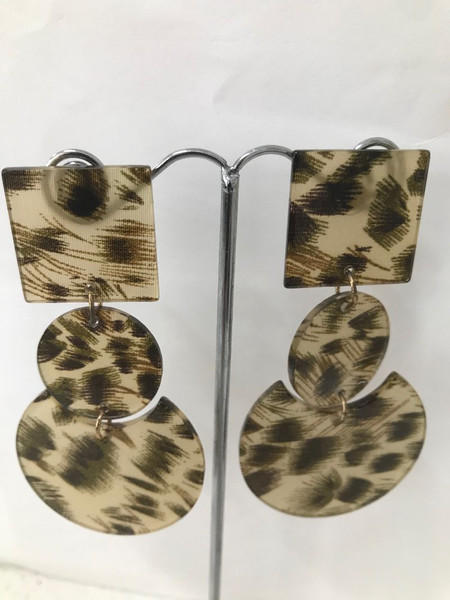 Animal print resin mixed shape drop earring