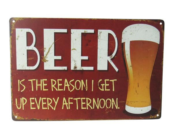 Retro Vintage Styler Tin Plaque - Beer Afternoon