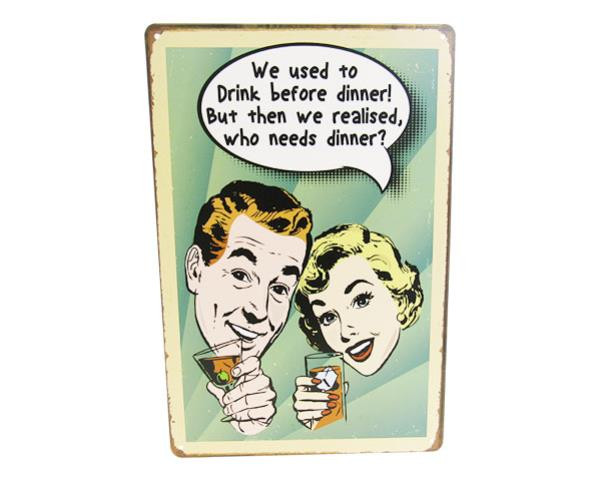retro Vintage Style Tin plaque - no dinner