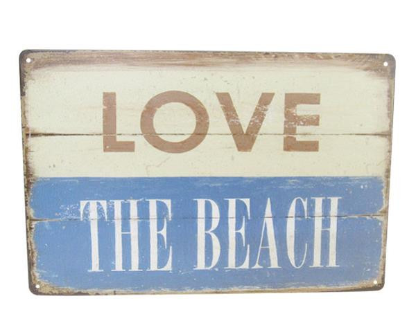 Retro Vintage Style Tin Plaque - love the beach