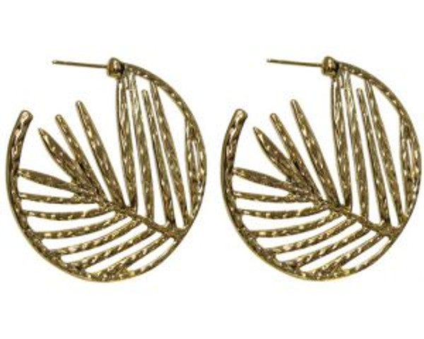 Golden fern hoop style earrings