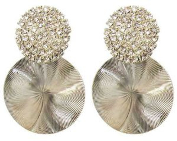 Silver discs with diamante earrings