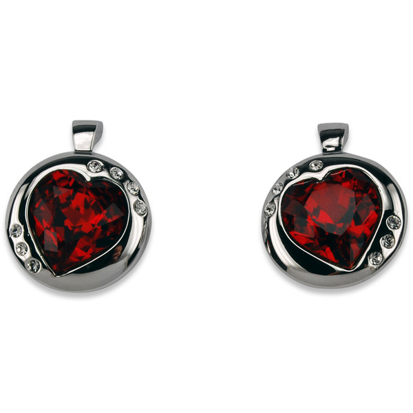 Bezel set red heart earrings