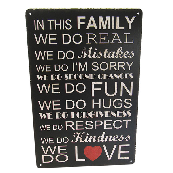 retro vintage style tin plaque - family rules