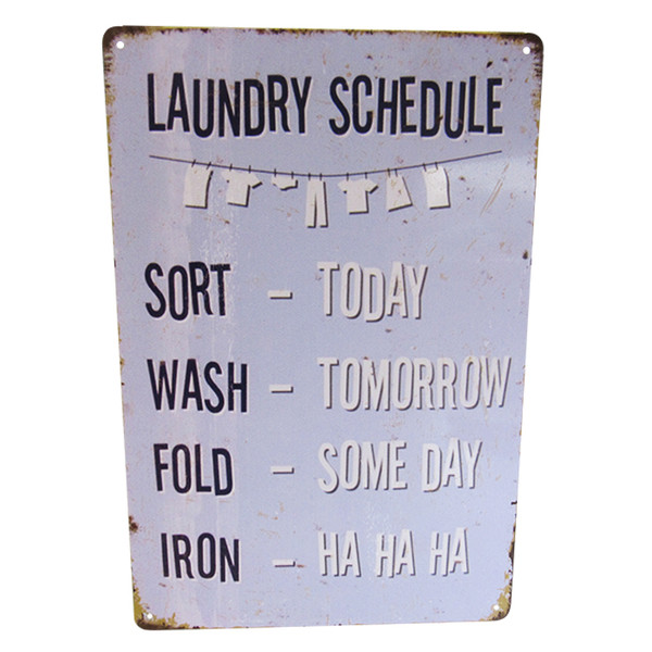 retro vintage style tin plaque - laundry roster