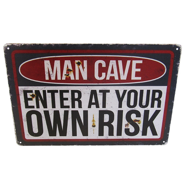 retro vintage style tin plaque - man cave risk