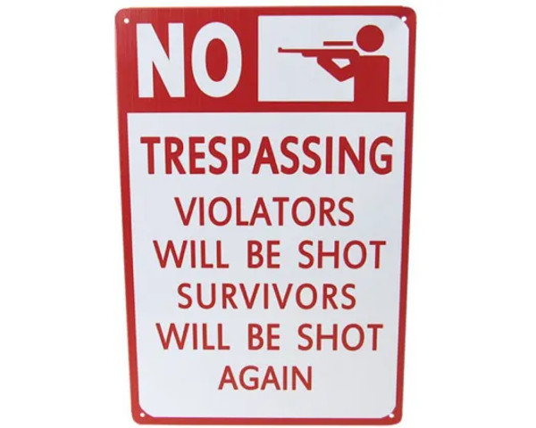 retro vintage style tine signs - traspassers will be shot