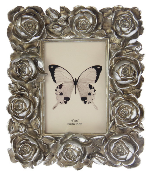 Photo frame - large roses for 4" x 6" photo (comes in 2 colour choices)