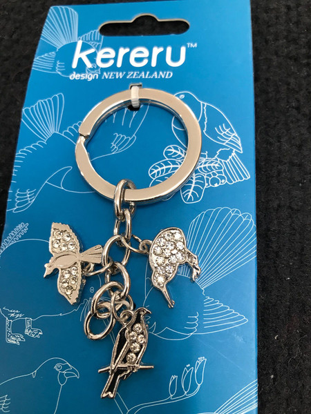 Key ring with native birds - Kiwi, Fantail and Kereru,