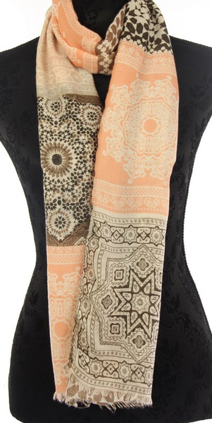 Patchwork scarf - peach colour