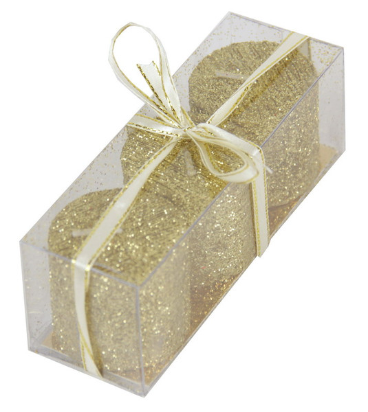 set of 3 short pillar candles with glitter 3.8cm x 3.8cm ( 5 colours)