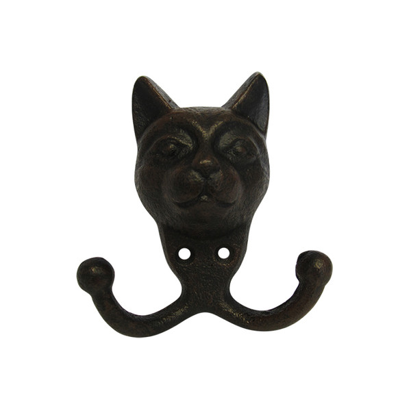 Cast iron cat face double hook