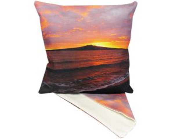 NZ Rangitoto Island at sunrise - cushion cover