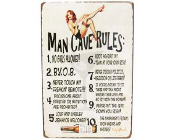 retro vintage style tin sign - Man Cave Rules