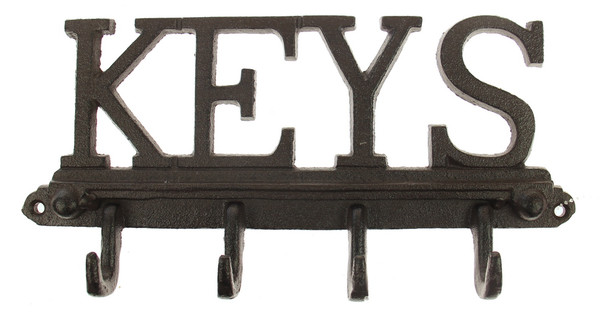 wall hanging hooks - the word KEYS  with 4 hooks