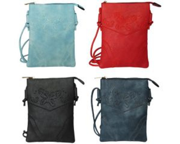 Handy little messenger bag with butterfly design - comes in 4 colours