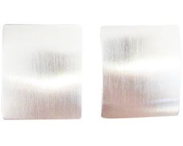 Rhodium squares with a brushed finish earrings