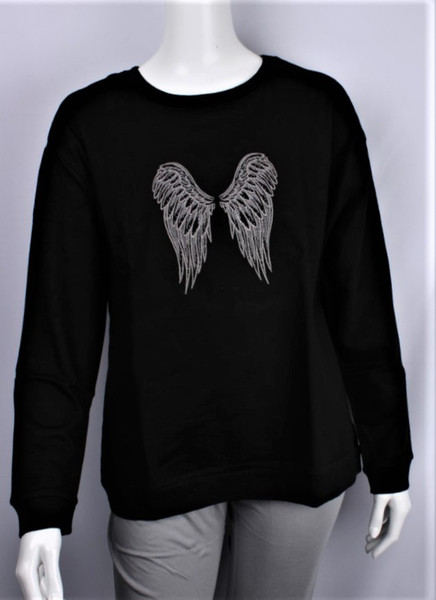 Angel wing cotton sweatshirt - (black or grey)